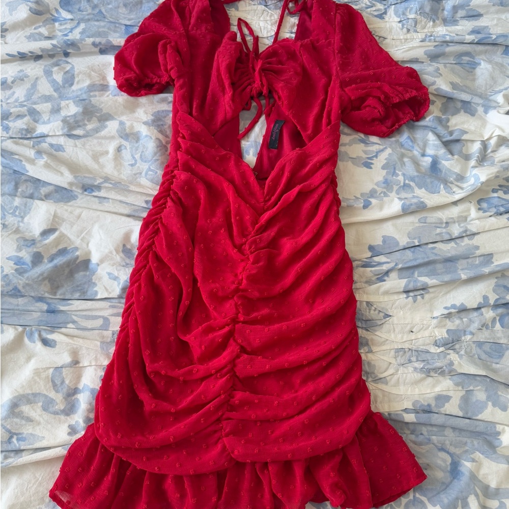 Elegant Red Ruched Dress